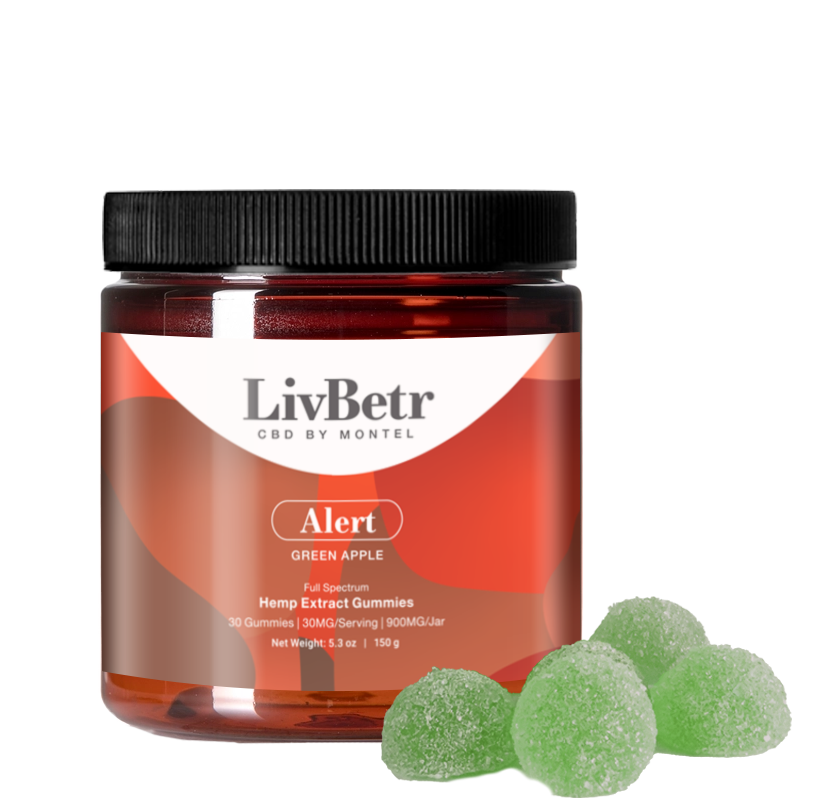 LivBetr Alert Full Spectrum Hemp Extract Gummies – Green Apple