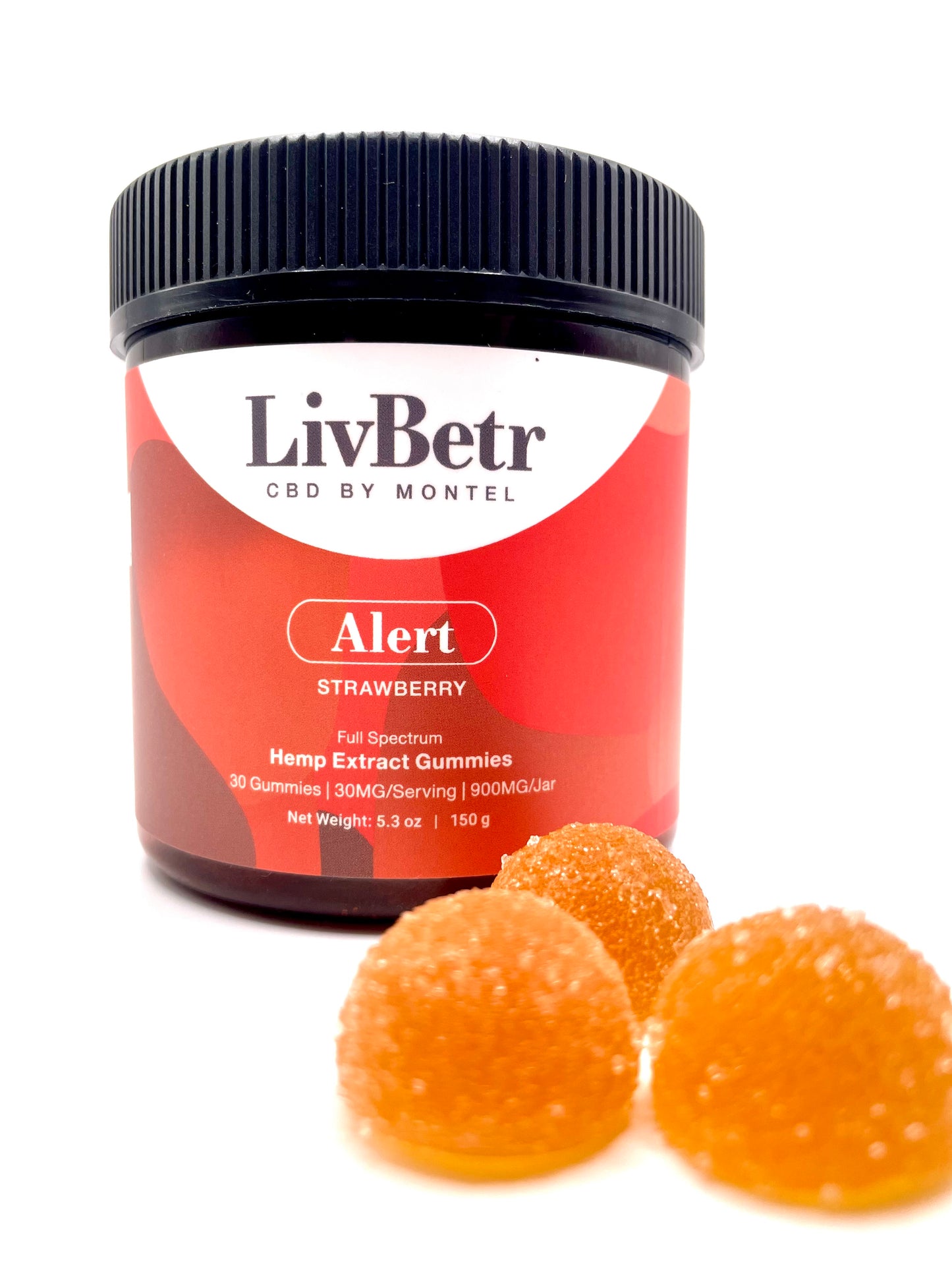 LivBetr Alert Full Spectrum Hemp Extract Gummies – Strawberry